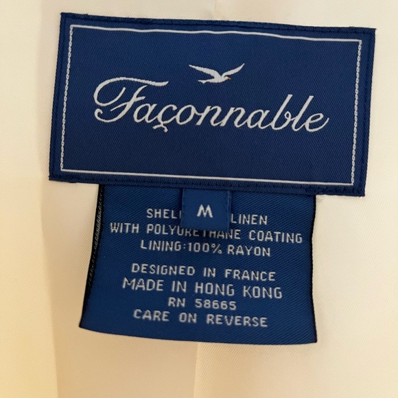 Linen jacket , cream colored, polyurethane coated, designed in France,  men’s m - Picture 3 of 11